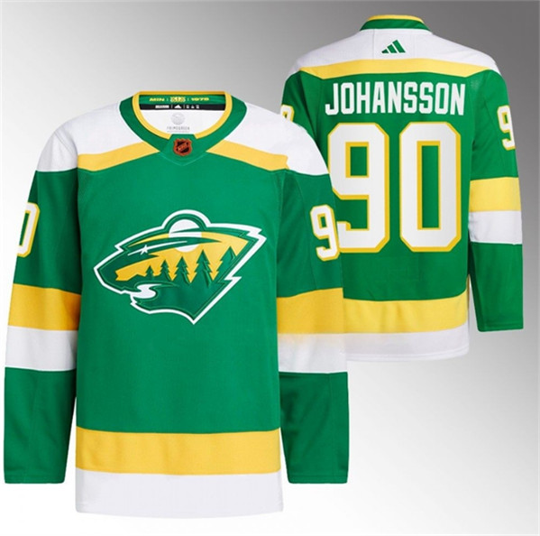 Men's Minnesota Wild #90 Marcus Johansson Green 2022-23 Reverse Retro Stitched Jersey