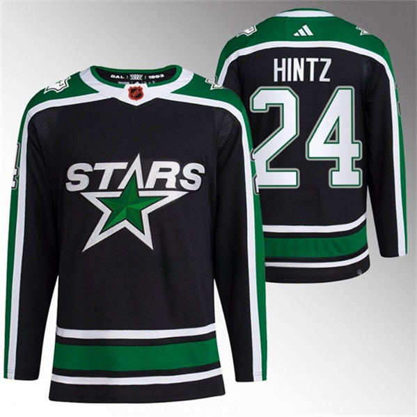 Men's Dallas Stars #24 Roope Hintz Black 2022-23 Reverse Retro Stitched Jersey