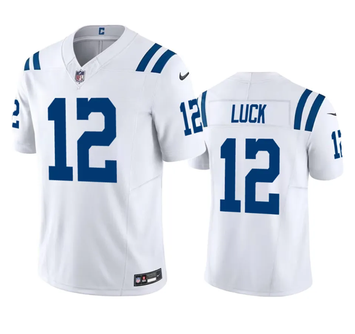 Men's Indianapolis Colts #12 Andrew Luck White 2023 F.U.S.E Vapor Untouchable Stitched Football Jersey