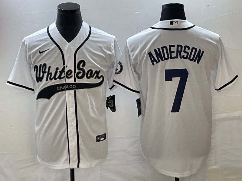 Men's Chicago White Sox #7 Tim Anderson White Cool Base Stitched Baseball Jersey1