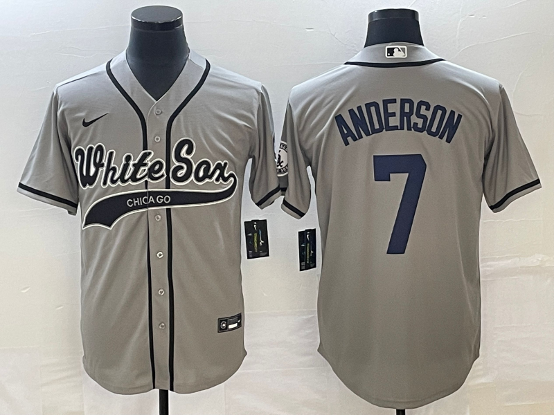 Men's Chicago White Sox #7 Tim Anderson Grey Cool Base Stitched Baseball Jersey