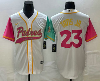 Men's San Diego Padres #23 Fernando Tatis Jr White NEW 2023 City Connect Cool Base Stitched Jersey1