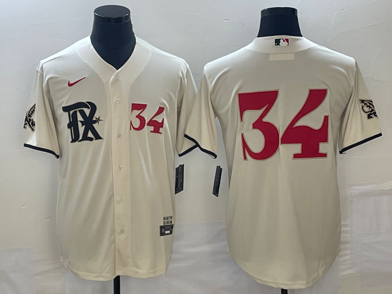 Men's Texas Rangers #34 Nolan Ryan Number Cream 2023 City Connect Stitched Baseball Jerseys