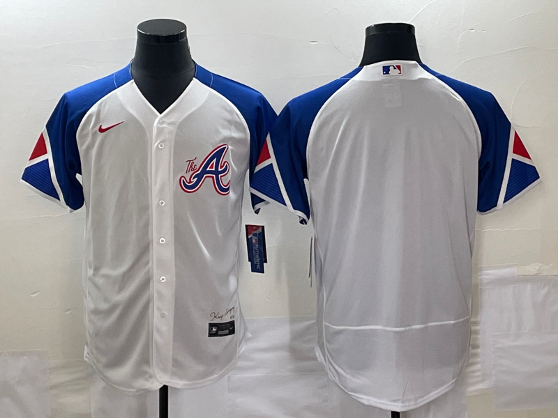 Men's Atlanta Braves Blank White 2023 City Connect Flex Base Stitched Baseball Jersey