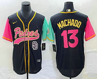 Men's San Diego Padres #13 Manny Machado Black NEW 2023 City Connect Cool Base Stitched Jersey