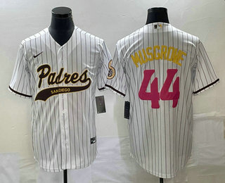 Men's San Diego Padres #44 Joe Musgrove White Pinstripe 2023 City Connect Cool Base Stitched Jersey 1