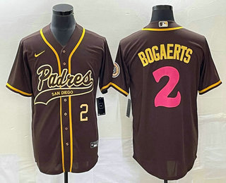 Men's San Diego Padres #2 Xander Bogaerts Number Brown NEW 2023 City Connect Cool Base Stitched Jersey