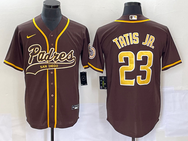 Men's San Diego Padres #23 Fernando Tatis Jr Brown NEW 2023 Cool Base Stitched Jersey 1