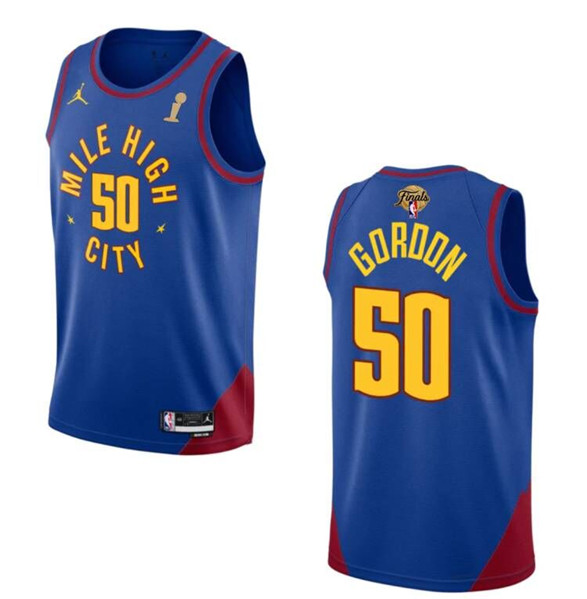 Men's Denver Nuggets #50 Aaron Gordon Blue 2023 Finals Champions Statement Edition Stitched Basketball Jersey