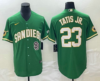 Men's San Diego Padres #23 Fernando Tatis Jr Green Cool Base Stitched Baseball Jersey