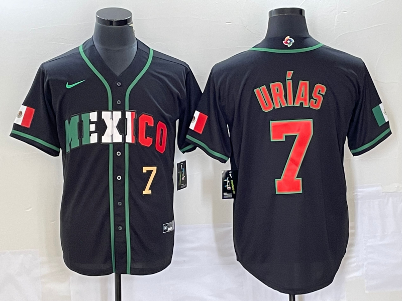 Men's Mexico Baseball #7 Julio Urias Number 2023 Black World Baseball Classic Stitched Jersey4