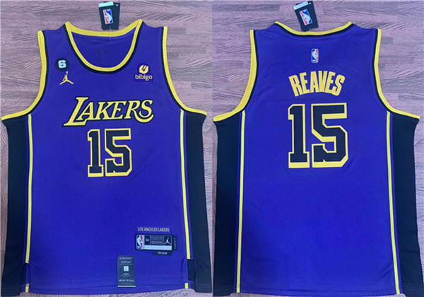 Men's Los Angeles Lakers #15 Austin Reaves Purple With NO.6 Patch Stitched Basketball Jersey