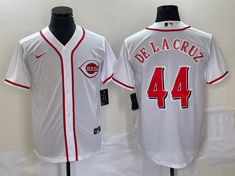 Men's Cincinnati Reds #44 Elly De La Cruz White Cool Base Stitched Baseball Jersey