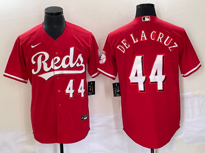 Men's Cincinnati Reds #44 Elly De La Cruz Red Cool Base Stitched Baseball Jersey