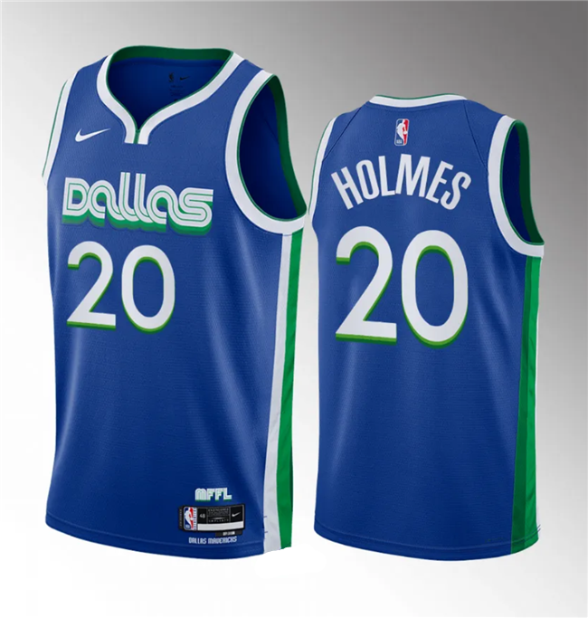 Richaun Holmes Men's Dallas Mavericks #20 2023 Draft City Edition Stitched Basketball Jersey - Blue