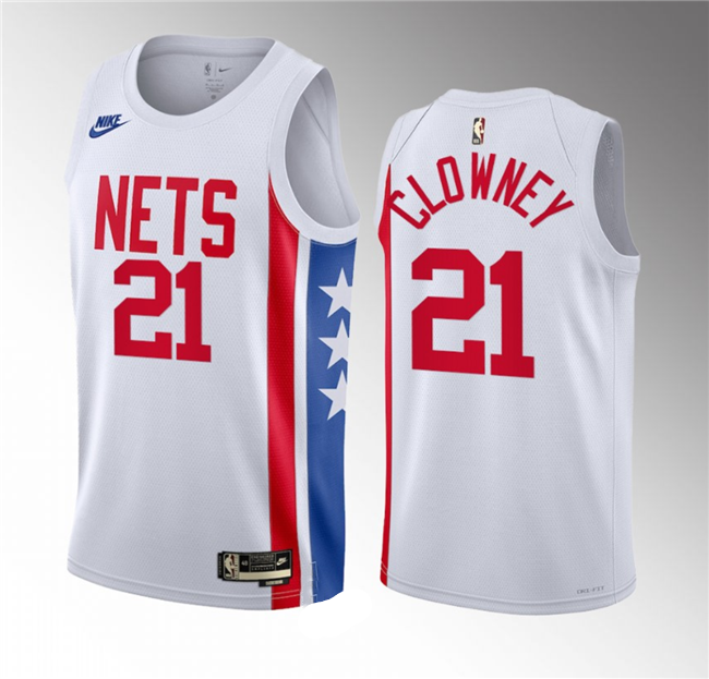 Noah Clowney Men's Brooklyn Nets #21 2023 Draft Classic Edition Stitched Basketball Jersey - White