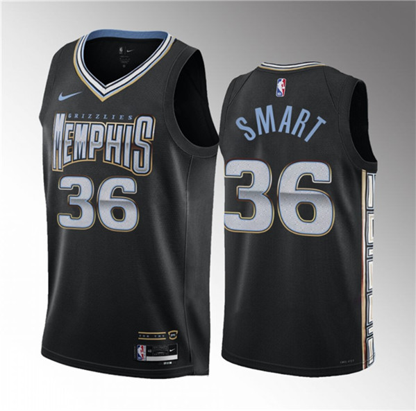 Marcus Smart Men's Memphis Grizzlies #36 2023 Draft City Edition Stitched Basketball Jersey1 - Black