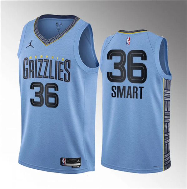 Marcus Smart Men's Memphis Grizzlies #36 2023 Draft Statement Edition Stitched Basketball Jersey - Blue