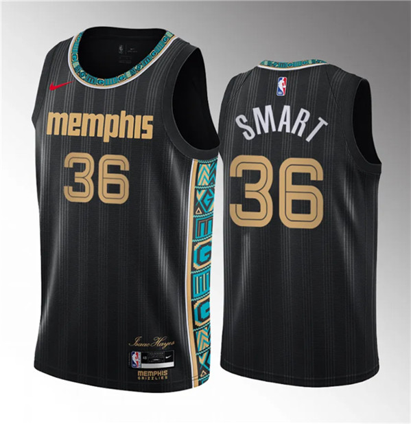 Marcus Smart Men's Memphis Grizzlies #36 2023 Draft City Edition Stitched Basketball Jersey - Black