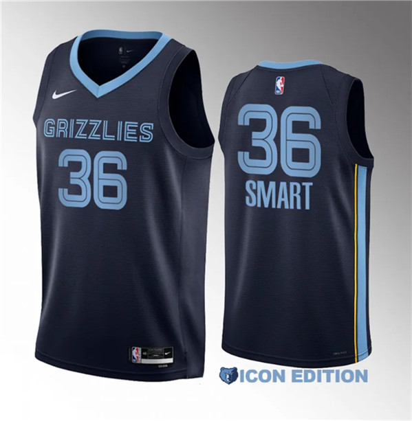 Marcus Smart Men's Memphis Grizzlies #36 2023 Draft Icon Edition Stitched Basketball Jersey - Navy