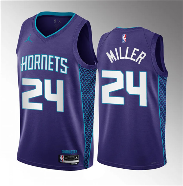 Brandon Miller Men's Charlotte Hornets #24 2023 Draft Statement Edition Stitched Basketball Jersey - Purple