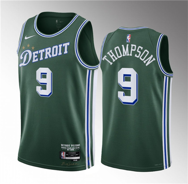 Ausar Thompson Men's Detroit Pistons #9 2023 Draft City Edition Stitched Basketball Jersey - Green