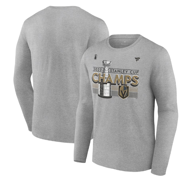 Men's Vegas Golden Knights Heather Gray 2023 Stanley Cup Champions Locker Room Long Sleeve T-Shirt