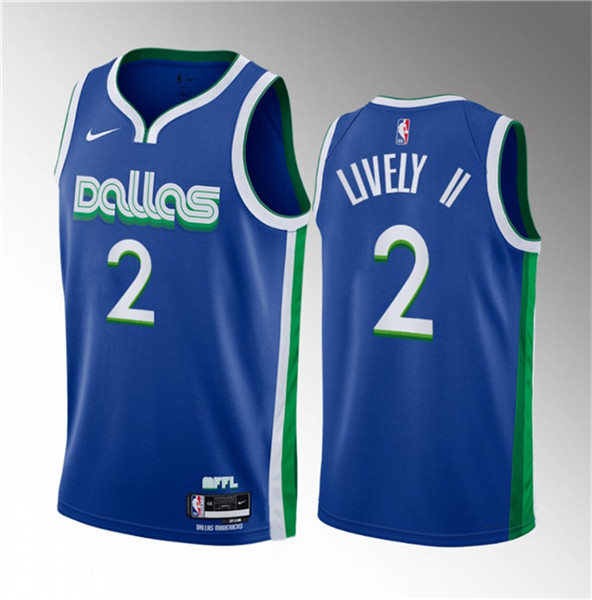 Men's Dallas Mavericks #2 Dereck Lively II Blue 2023 Draft City Edition Stitched Basketball Jersey