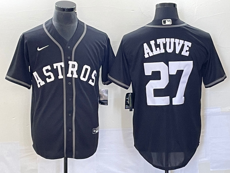 Jose Altuve Men's Houston Astros #27 Cool Base Stitched Baseball Jersey - Black