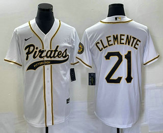 Roberto Clemente Men's Pittsburgh Pirates #21 Cool Base Stitched Baseball Jersey - White