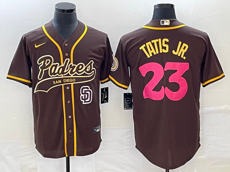 Men's San Diego Padres #23 Fernando Tatis Jr Brown NEW 2023 City Connect Cool Base Stitched Jersey 1