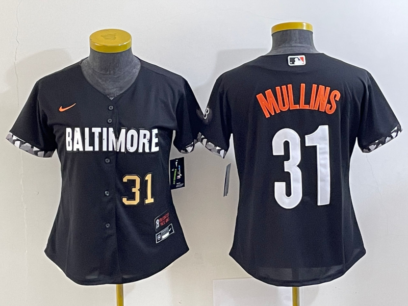 Women's Baltimore Orioles #31 Cedric Mullins Number Black 2023 City Connect Cool Base Stitched Jersey