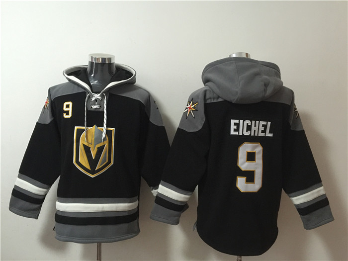 Men's Vegas Golden Knights #9 Jack Eichel Black Ageless Must-Have Lace-Up Pullover Hoodie