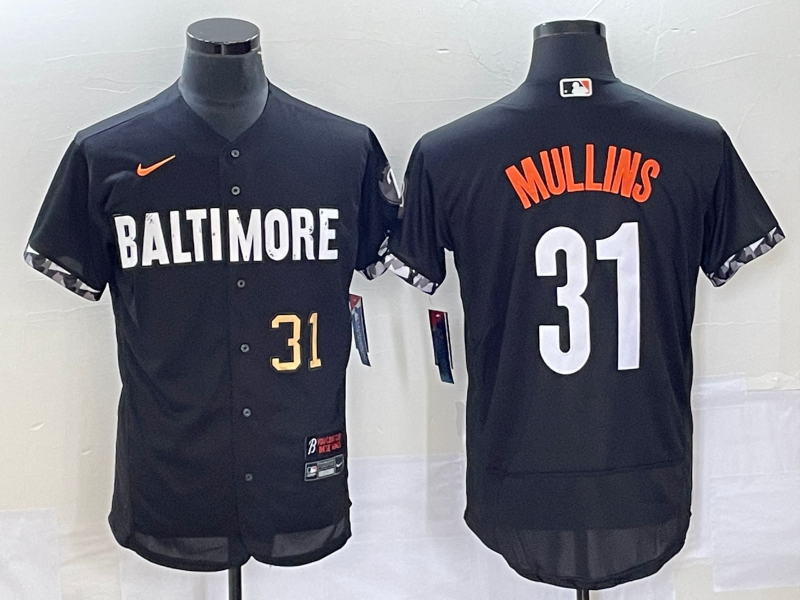 Men's Baltimore Orioles #31 Cedric Mullins Number Black 2023 City Connect Flex Base Stitched Jersey 2