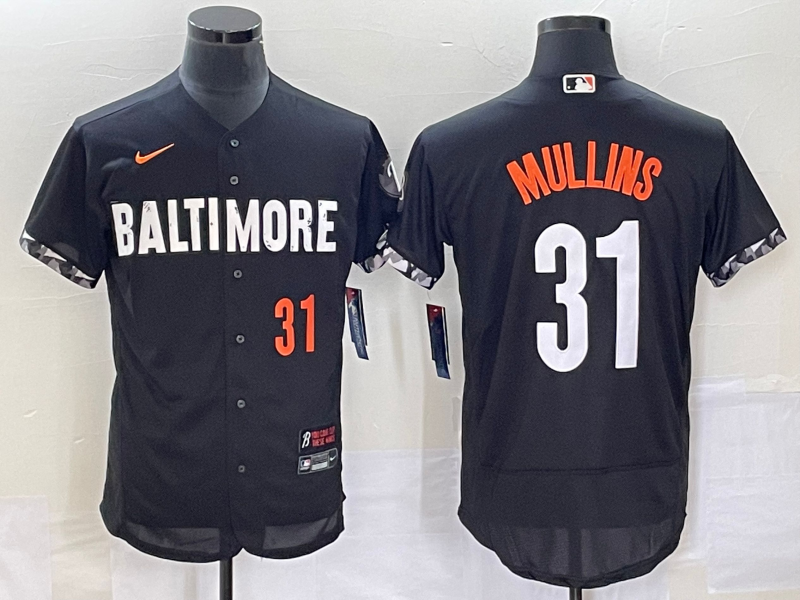 Men's Baltimore Orioles #31 Cedric Mullins Number Black 2023 City Connect Flex Base Stitched Jersey