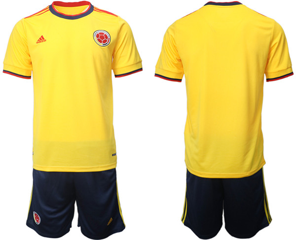 Men's Colombia Blank Yellow Home Soccer Jersey Suit