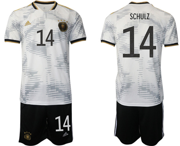 Men's Germany #14 Schulz White Home Soccer Jersey Suit