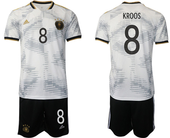 Men's Germany #8 Kroos White Home Soccer Jersey Suit