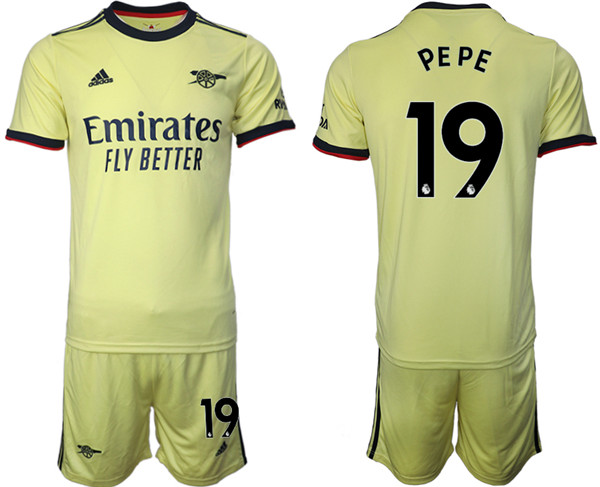 Men's Arsenal F.C #19 Nicolas Pépé Away Soccer Jersey with Shorts1