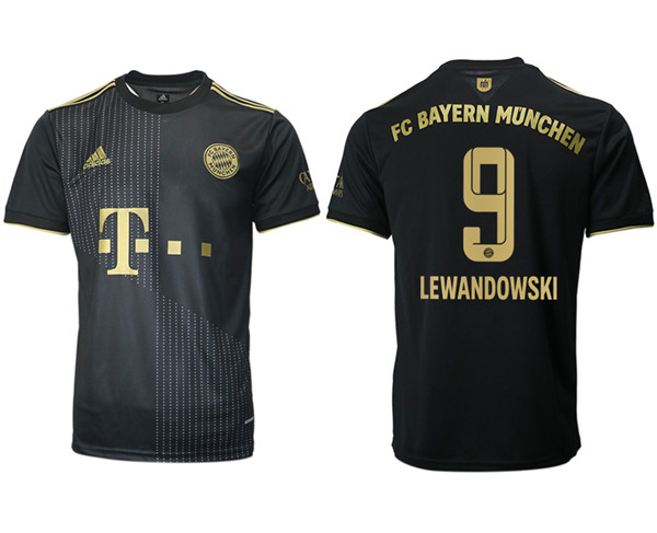 Men's FC Bayern München #9 Robert Lewandowski Black Away Soccer Jersey1