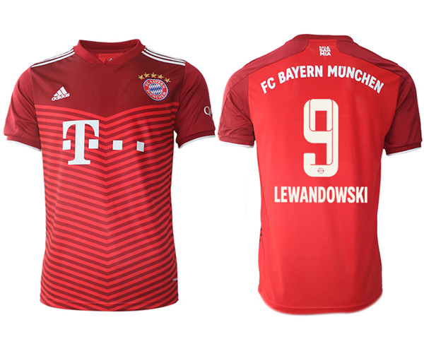 Men's FC Bayern München #9 Robert Lewandowski Red Home Soccer Jersey1