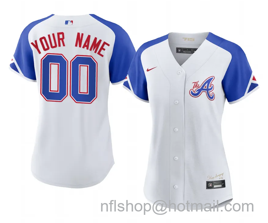 Custom Women's Atlanta Braves 2023 City Connect Cool Base Stitched Baseball Jersey - White