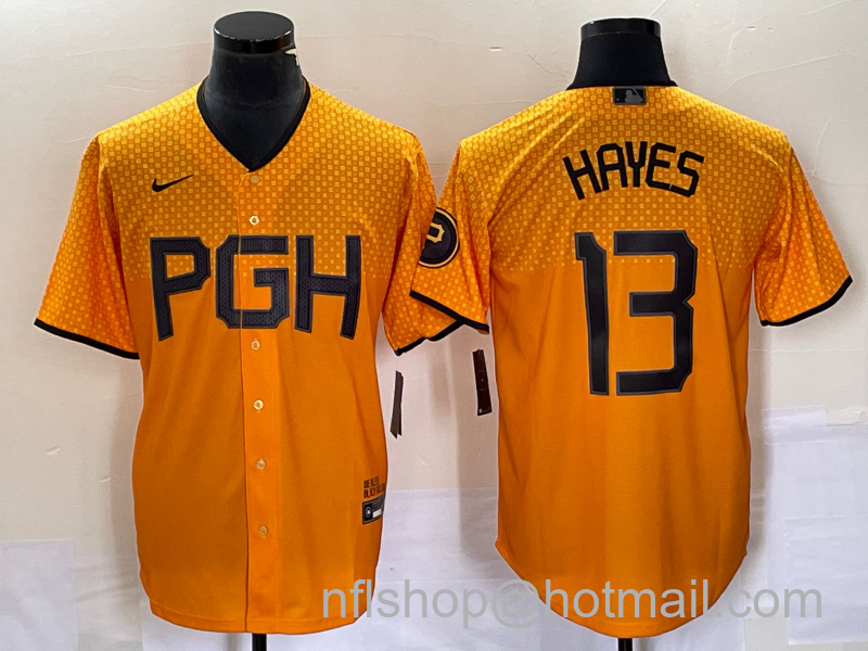 KeBryan Hayes Men's Pittsburgh Pirates #13 2023 City Connect Stitched Jersey 1 - Gold