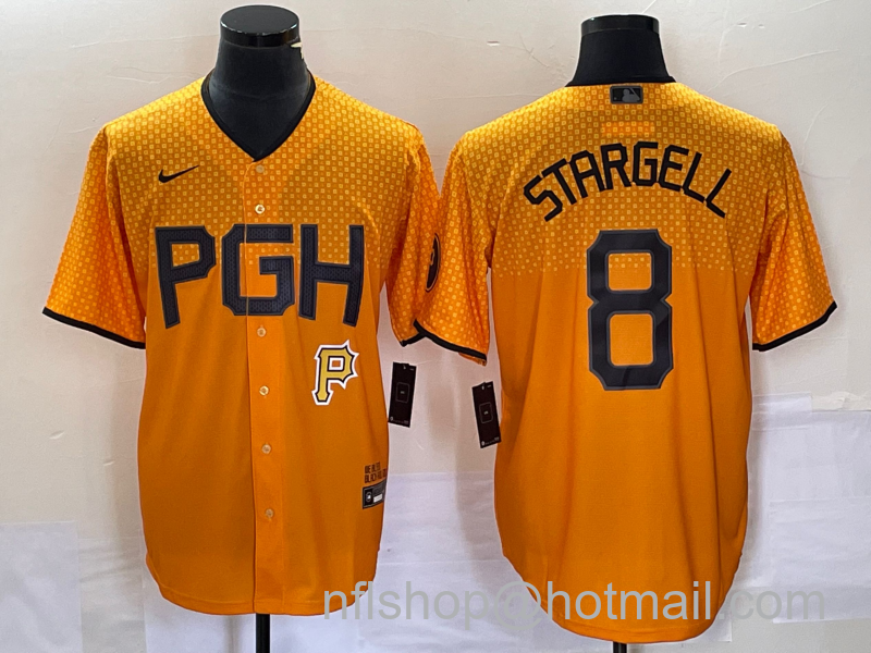 Willie Stargell Men's Pittsburgh Pirates #8 2023 City Connect Stitched Jersey - Gold