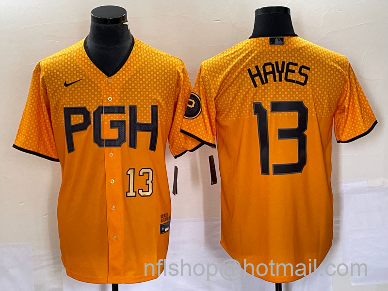 KeBryan Hayes Men's Pittsburgh Pirates #13 Number 2023 City Connect Stitched Jersey2 - Gold