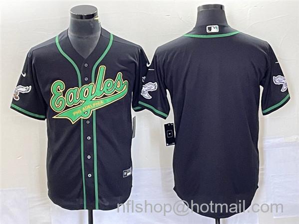 Men's Philadelphia Eagles Blank Cool Base Stitched Baseball Jersey - Black 