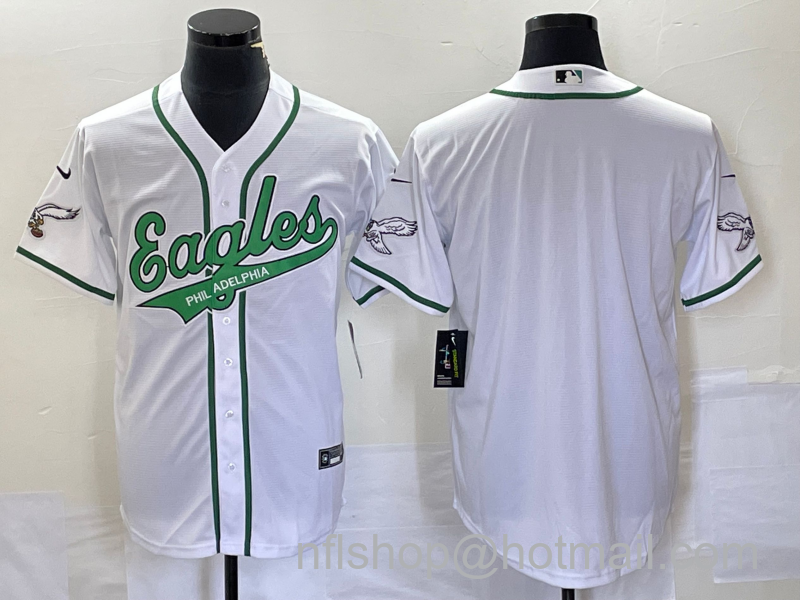 Men's Philadelphia Eagles Blank Cool Base Stitched Baseball Jersey - White