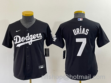 Julio Urias Youth Los Angeles Dodgers #7 Turn Back The Clock Stitched Cool Base Jersey - Black