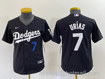 Julio Urias Youth Los Angeles Dodgers #7 Turn Back The Clock Stitched Cool Base Jersey1 - Number Black