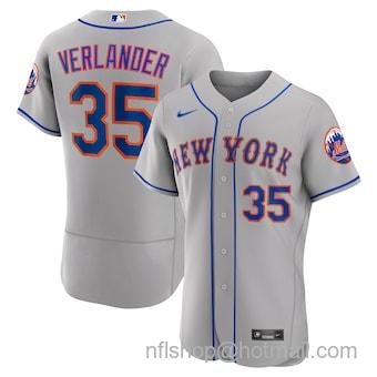 Justin Verlander Men's New York Mets #35 Gray Flex Base Stitched Jersey